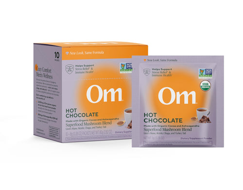 OM Mushroom Superfood Hot Chocolate Blend, Dutch Cocoa, 10 Count