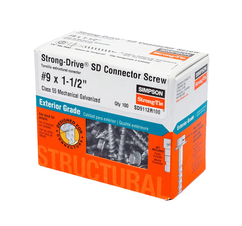 Simpson Strong-Tie Strong-Drive SD Connector Screws, #9 x 1-1/2 Inch (Box of 100)
