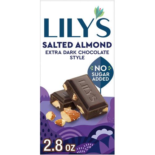 Lily's Salted Almond Extra Dark Chocolate Style Bar, No Sugar Added, 2.8 oz