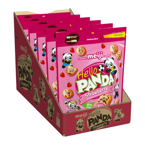 Meiji Hello Panda Strawberry Crème Filled Cookies, 7 oz (Pack of 6)