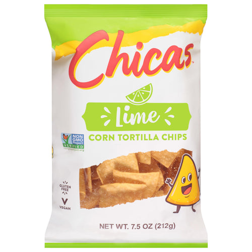 Chicas White Corn Tortilla Chips, Lime, 7.5 oz