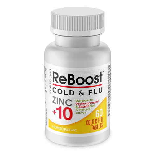 MediNatura ReBoost Cold and Flu Tablets with Zinc, Lemon Flavor, 60 Count