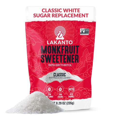 Lakanto Classic Monk Fruit Sweetener with Erythritol, White Sugar Substitute, 8.29 oz