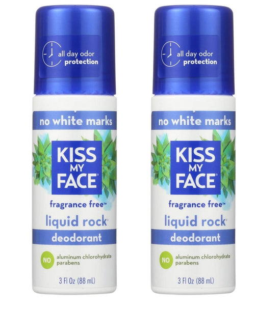 Kiss My Face Liquid Rock Roll-On Deodorant, Fragrance Free, 3 fl oz (Pack of 2)