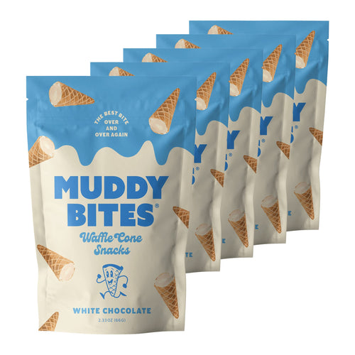 Muddy Bites White Chocolate Filled Waffle Cone Snacks (Pack of 5)