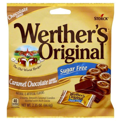 Werther's Original Sugar Free Caramel Chocolate Hard Candies, 2.35 oz (Pack of 2)