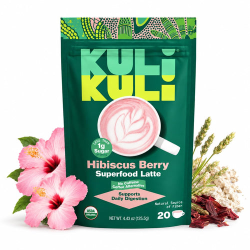 Kuli Kuli Organic Psyllium Husk Fiber Superfood Latte, Hibiscus Berry