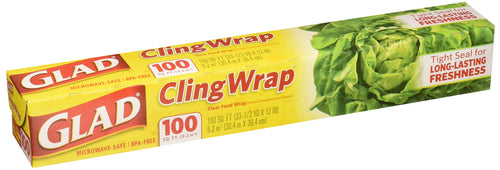 Glad Cling Wrap Clear Food Wrap, 100 Sq Ft (Pack of 2)