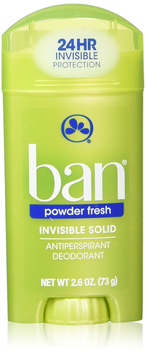 Ban Deodorant Invisible Solid, Powder Fresh, 2.6 oz (Pack of 2)