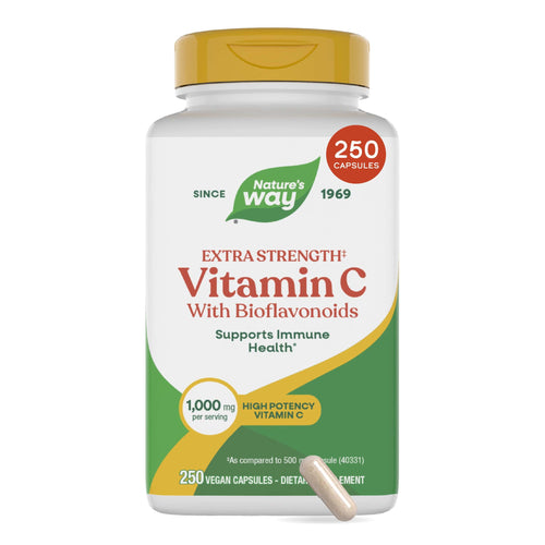 Nature's Way Extra Strength Vitamin C with Bioflavonoids, 1,000 mg, 250 Vegan Capsules