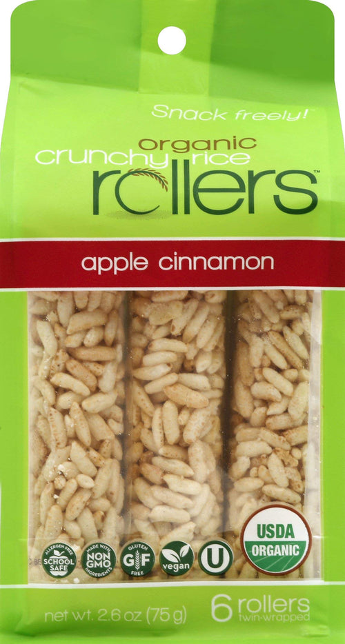 Crunchy Rollers Organic Apple Cinnamon Rice Rollers, 6 Count, 2.6 oz