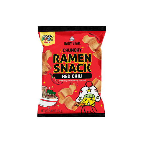 Baby Star Crunchy Ramen Snack, Wide Red Chili, 2.46 oz