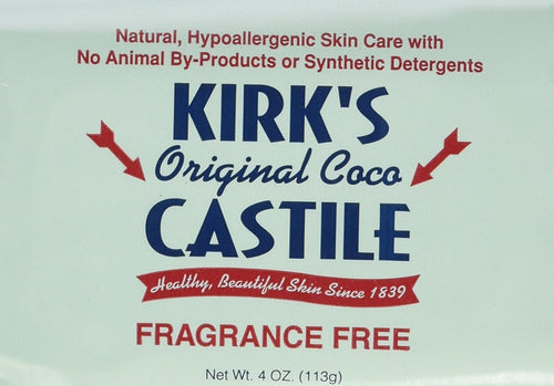 Kirk's Coco Castile Bar Soap, Fragrance Free, 4 oz (Pack of 2)