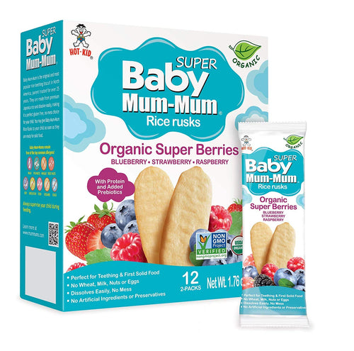 Baby Mum-Mum Organic Gentle Teething Crackers, Super Berry, 24 Count (Pack of 6)