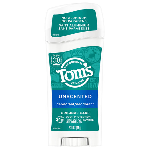 Tom's of Maine Original Care Natural Deodorant, Unscented, 2.25 oz (Pack of 6)