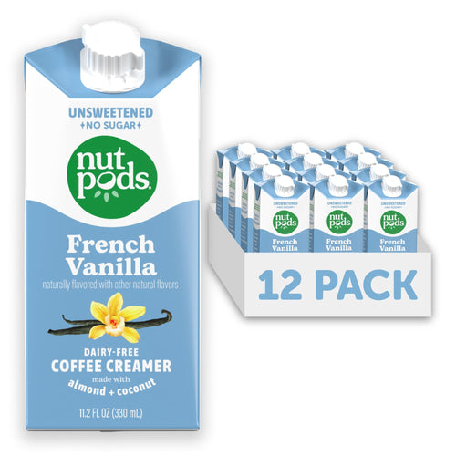 nutpods Unsweetened French Vanilla Dairy-Free Creamer, 11.2 oz (Pack of 12)