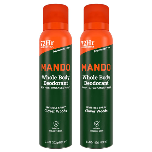 Mando Whole Body Deodorant for Men Spray, Clover Woods, 3.6 oz