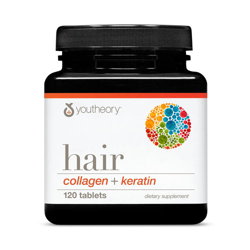 Youtheory Hair Collagen + Keratin, 120 Tablets