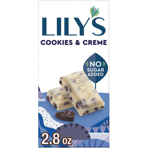 Lily's Cookies and Creme White Chocolate Style Bar, No Sugar Added, 2.8 oz