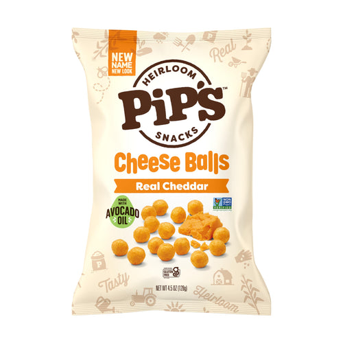 Pipcorn Heirloom Cheddar Cheese Balls, 4.5 oz