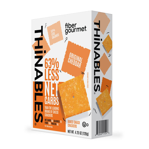 Fiber Gourmet Thinables Baked Cheese Crackers, Real Cheddar