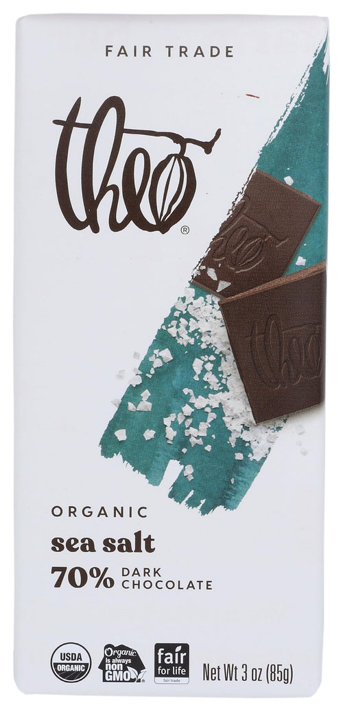 Theo Sea Salt Organic Dark Chocolate Bar, 70% Cacao