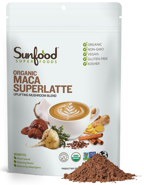 Sunfood Superfoods Organic Maca Superlatte, Maca Root Powder with Reishi, 8 oz
