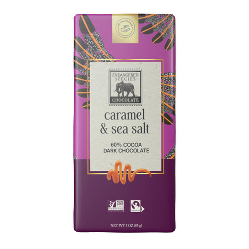 Endangered Species Dark Chocolate Sea Salt Caramel Bar, 3 oz