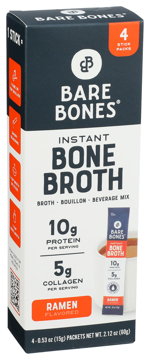 Bare Bones Ramen Bone Broth Instant Powdered Mix, 4 Packets