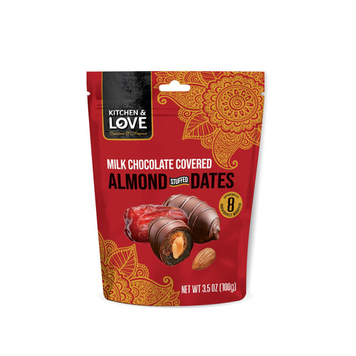 Kitchen & Love Milk Chocolate Covered Almond Stuffed Dates, 3.5 oz