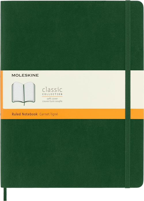Moleskine Classic Notebook, XL, Ruled, Myrtle Green, Soft Cover, 192 Pages
