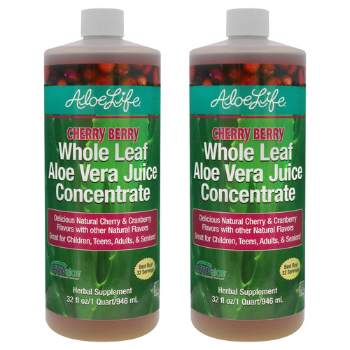 Aloe Life Whole Leaf Aloe Vera Juice, Cherry Berry, 32 oz (Pack of 2)