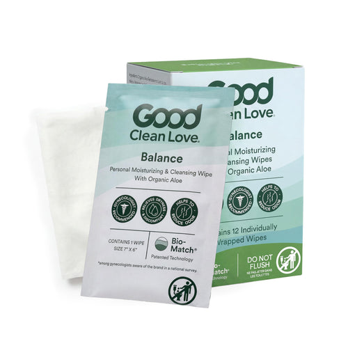 Good Clean Love Balance Feminine Wipes, pH-Balanced, Organic Aloe, 12 Count