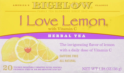 Bigelow I Love Lemon Herbal Tea, 20 Count (Pack of 3)