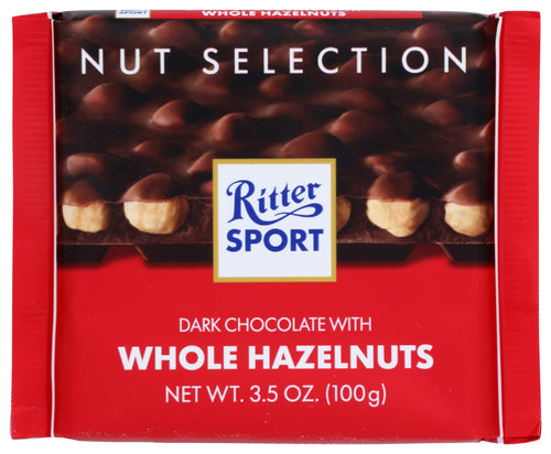 Ritter Sport Dark Chocolate with Whole Hazelnuts, 3.5 oz
