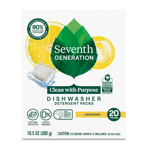 Seventh Generation Dishwasher Detergent Pods, Lemon Scent, 20 Count