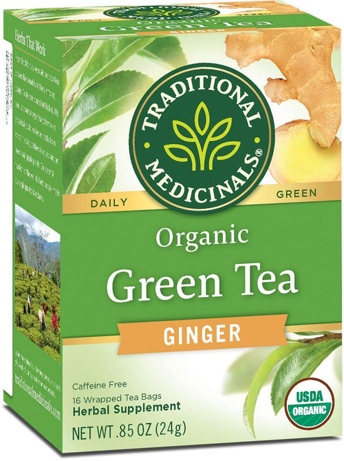 Traditional Medicinals Organic Green Tea Ginger Herbal Tea, 16 Tea Bags