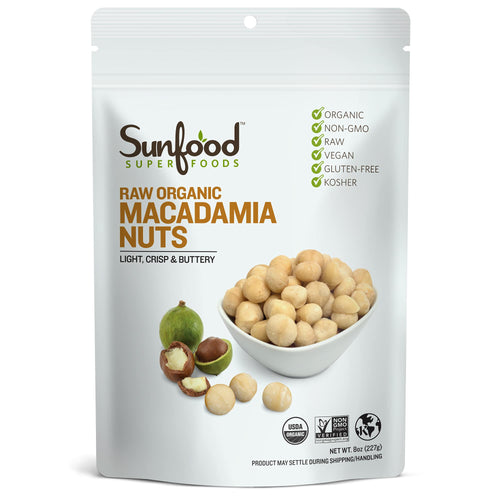 Sunfood Superfoods Raw Organic Macadamia Nuts, Unsalted, 8 oz