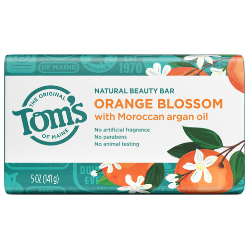 Tom's of Maine Natural Beauty Bar Soap, Orange Blossom with Moroccan Argan Oil, 5 oz