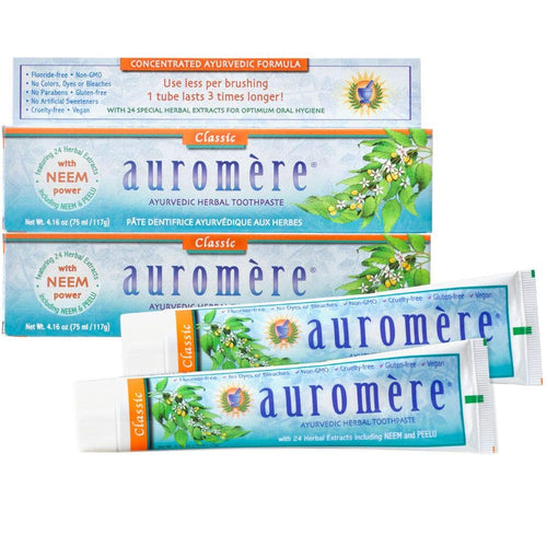 Auromere Ayurvedic Herbal Neem & Clove Toothpaste, Classic Licorice (Pack of 2)
