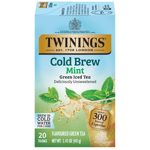 Twinings Cold Brewed Iced Tea, Mint Green Tea with Peppermint, 20 Count