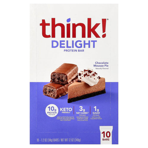 Think! Delight Protein Bars, Chocolate Mousse Pie, 10 Count