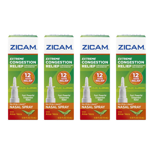 Zicam Extreme Congestion Relief Nasal Spray with Aloe Vera, 0.5 fl oz (Pack of 4)