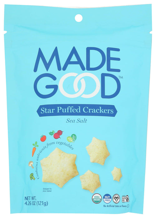 MadeGood Sea Salt Star Puffed Crackers, 4.26 oz