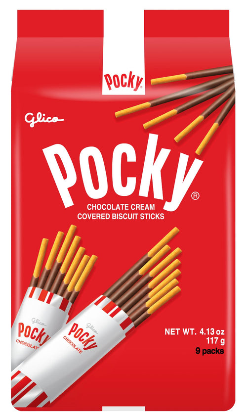 Glico Pocky Chocolate Cream Covered Biscuit Sticks, 4.13 oz (9 Individual Bags)