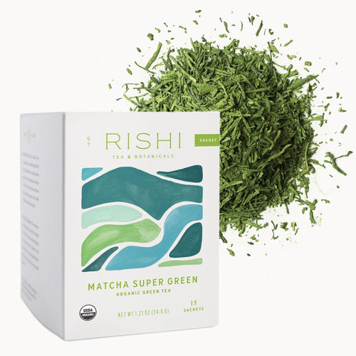 Rishi Tea Matcha Super Green Organic Sachet Tea Bags, 15 Count