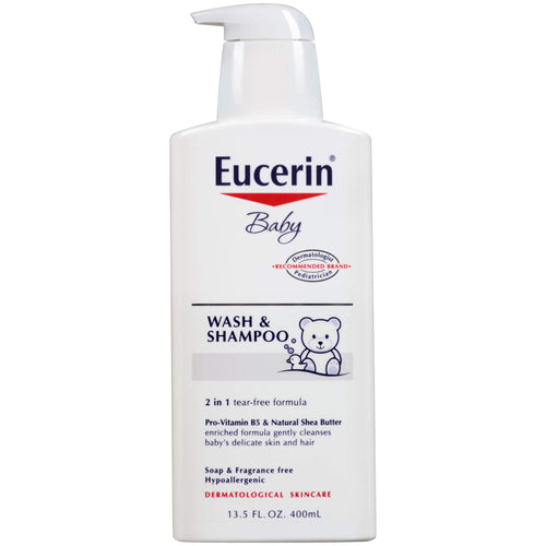 Eucerin Baby 2-in-1 Wash & Shampoo, Fragrance Free, 13.5 fl oz