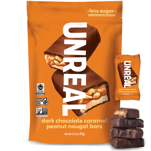 UNREAL Dark Chocolate Caramel Peanut Nougat Bars, 3.4 oz
