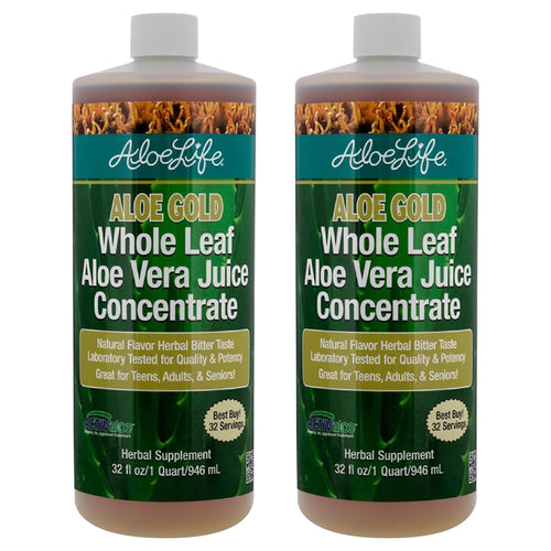 Aloe Life Whole Leaf Aloe Vera Juice, Aloe Gold, 32 oz (Pack of 2)