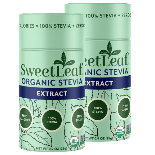 SweetLeaf Organic Pure Stevia Powder Shaker Jar, 0.9 oz (Pack of 2)